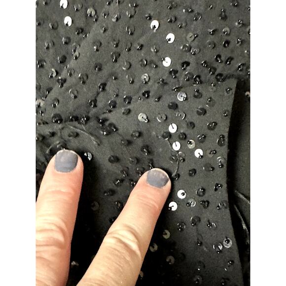 Talbots !00% Silk Black Beaded Sequins Festive Evening Party Formal Size 16W Top - Picture 5 of 11